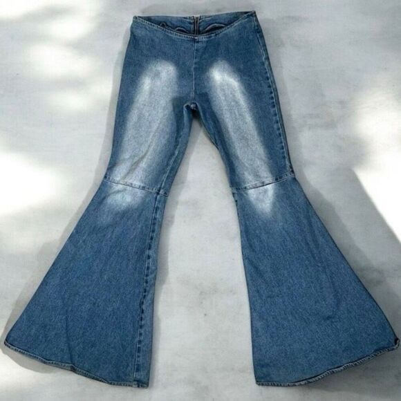 Angie Gorgeous Super Rare!!! Sz 9 Super Ultra flare Stretchy Trendy Blue Jeans - Picture 1 of 12